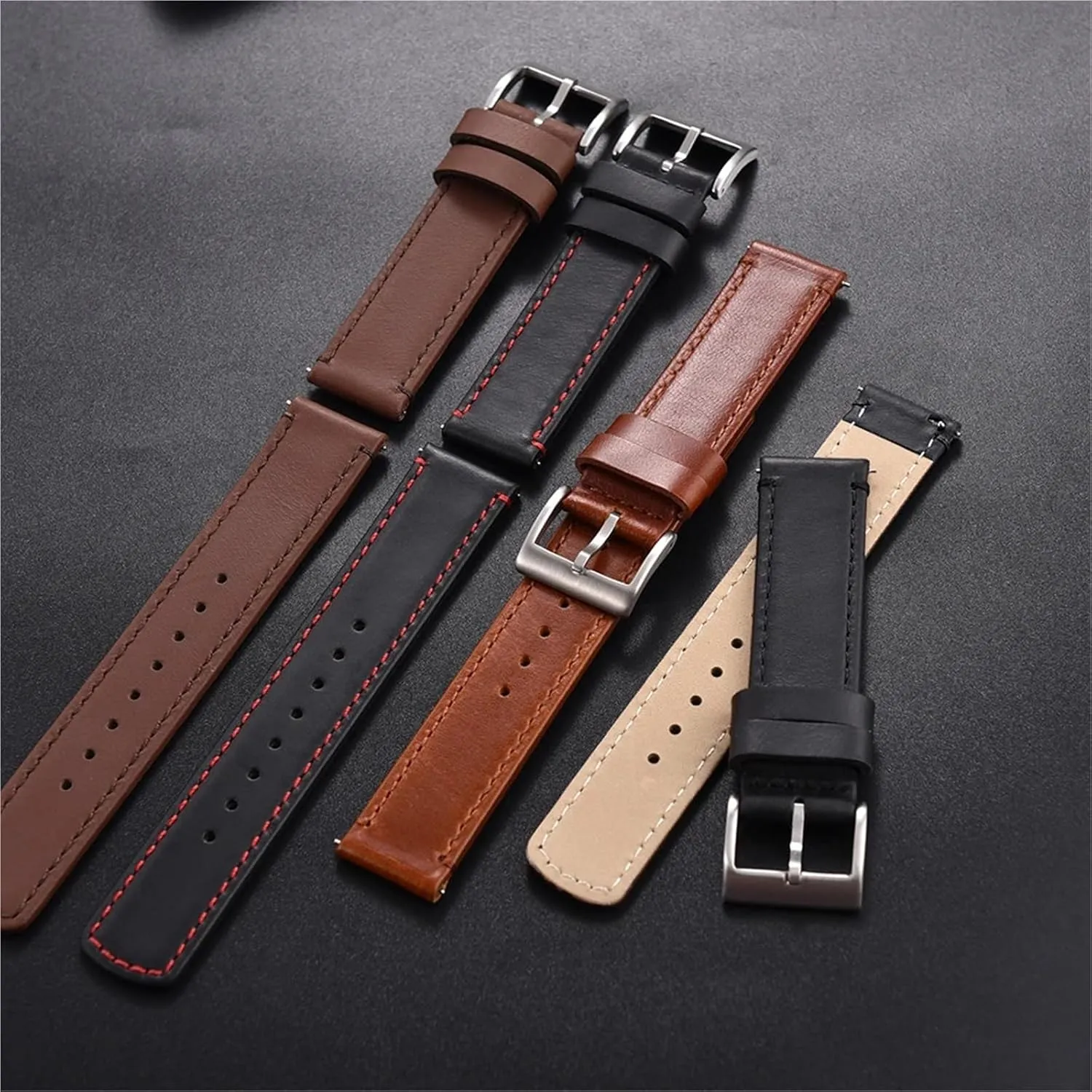 Leather Watch Strap 20mm 22mm Quick Release Watch Band Retro Style Design Men Women Bracelet Wristband
