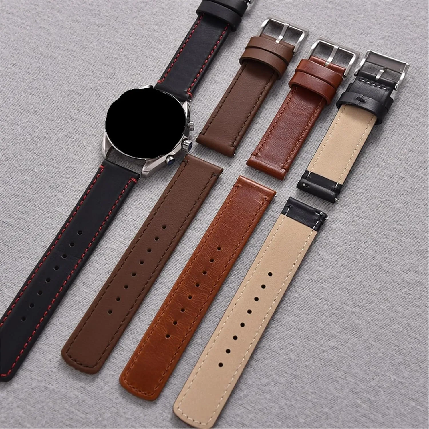 Leather Watch Strap 20mm 22mm Quick Release Watch Band Retro Style Design Men Women Bracelet Wristband