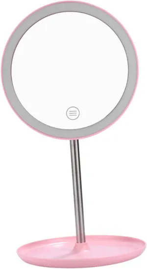 LED Smart Makeup Mirror with Brightness USB Rechargeable Non Slip Base Rotatable Design for Easy Use for Desk and Travel