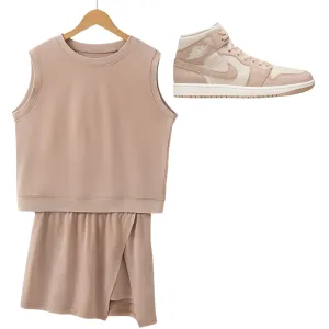 Legend Neutrals Everyday Set – Cotton Tank & Split Skirt | Sneaker Match for Jordan 1 Mid SE “Legend Light Brown”