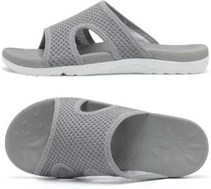 LeIsfIt Womens Slide Sandals Arch Support Slides Slip on Plantar Fasciitis Sandals Ladies Yoga Mat Thick Cushion Slipper Slides for Indoor Outdoor