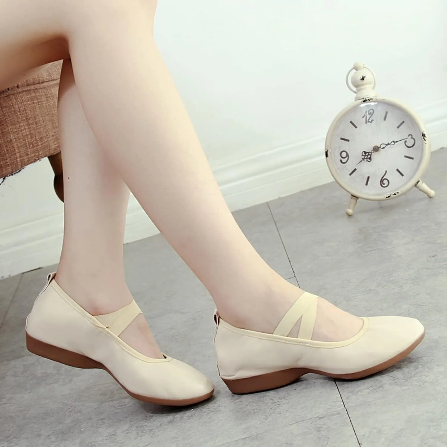 Leisure Women's Summer Soft Sole Solid Color Non Slip Wedges Round Toe Breathable Dancing Womens Shoes Casual Slip on