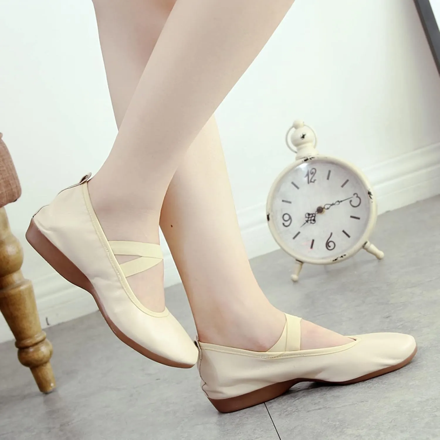 Leisure Women's Summer Soft Sole Solid Color Non Slip Wedges Round Toe Breathable Dancing Womens Shoes Casual Slip on