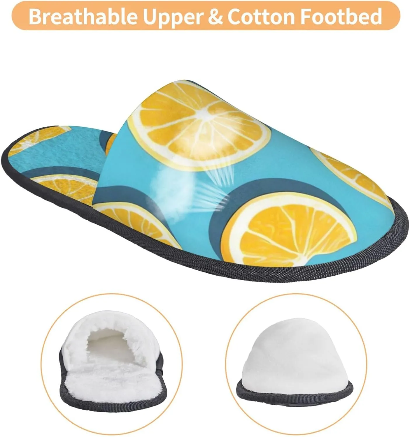 Lemon wedges Printed Slippers Cozy Indoor Slide Unisex House Slippers Soft Plush Slip-on Slippers