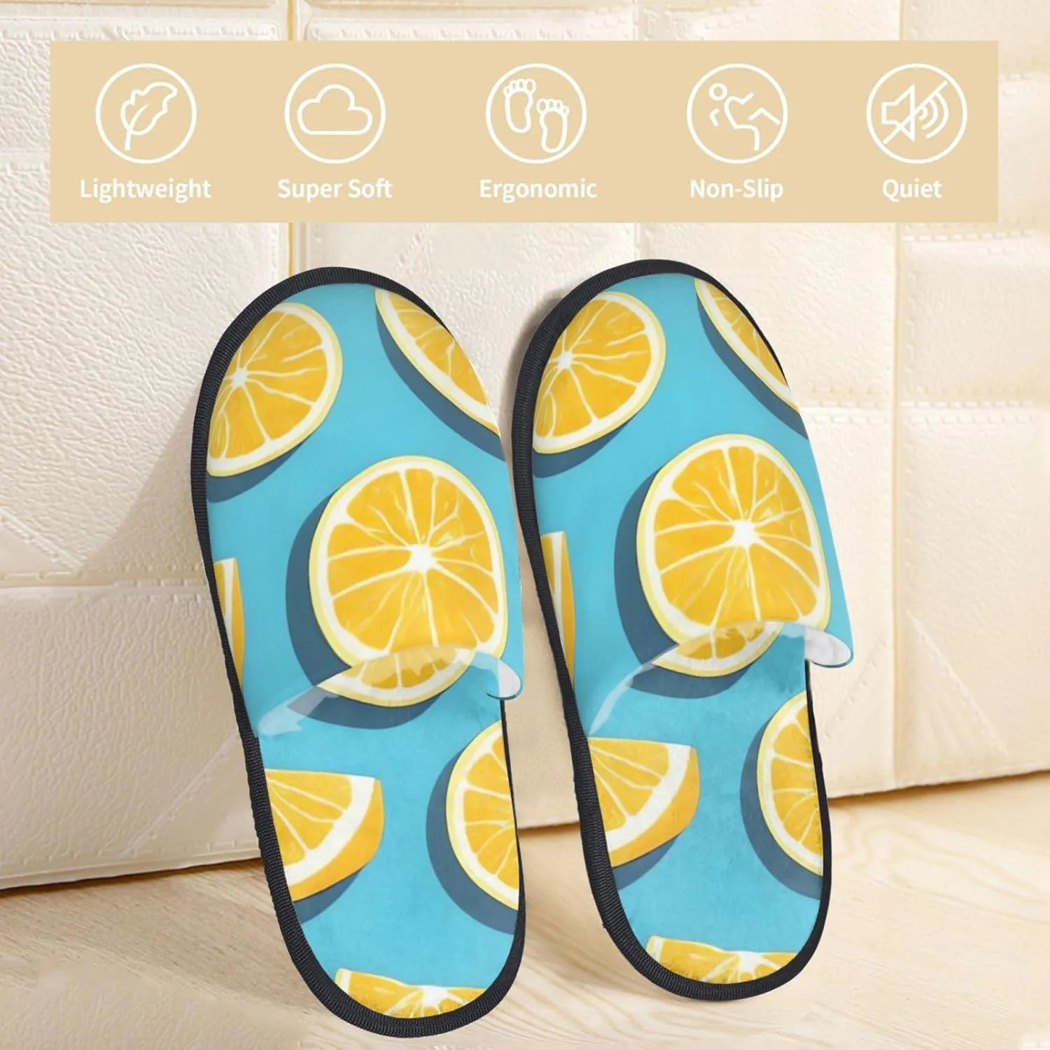 Lemon wedges Printed Slippers Cozy Indoor Slide Unisex House Slippers Soft Plush Slip-on Slippers