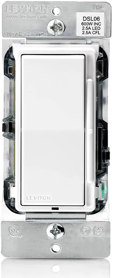 Leviton Decora 600-Watt Single-Pole/3-Way Universal Rocker Slide Dimmer, White (3-Pack)