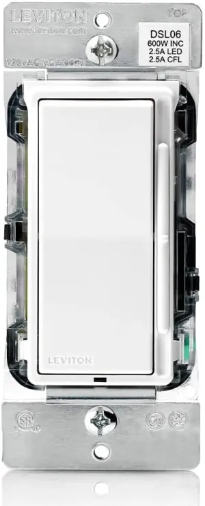 Leviton Decora 600-Watt Single-Pole/3-Way Universal Rocker Slide Dimmer, White (3-Pack)