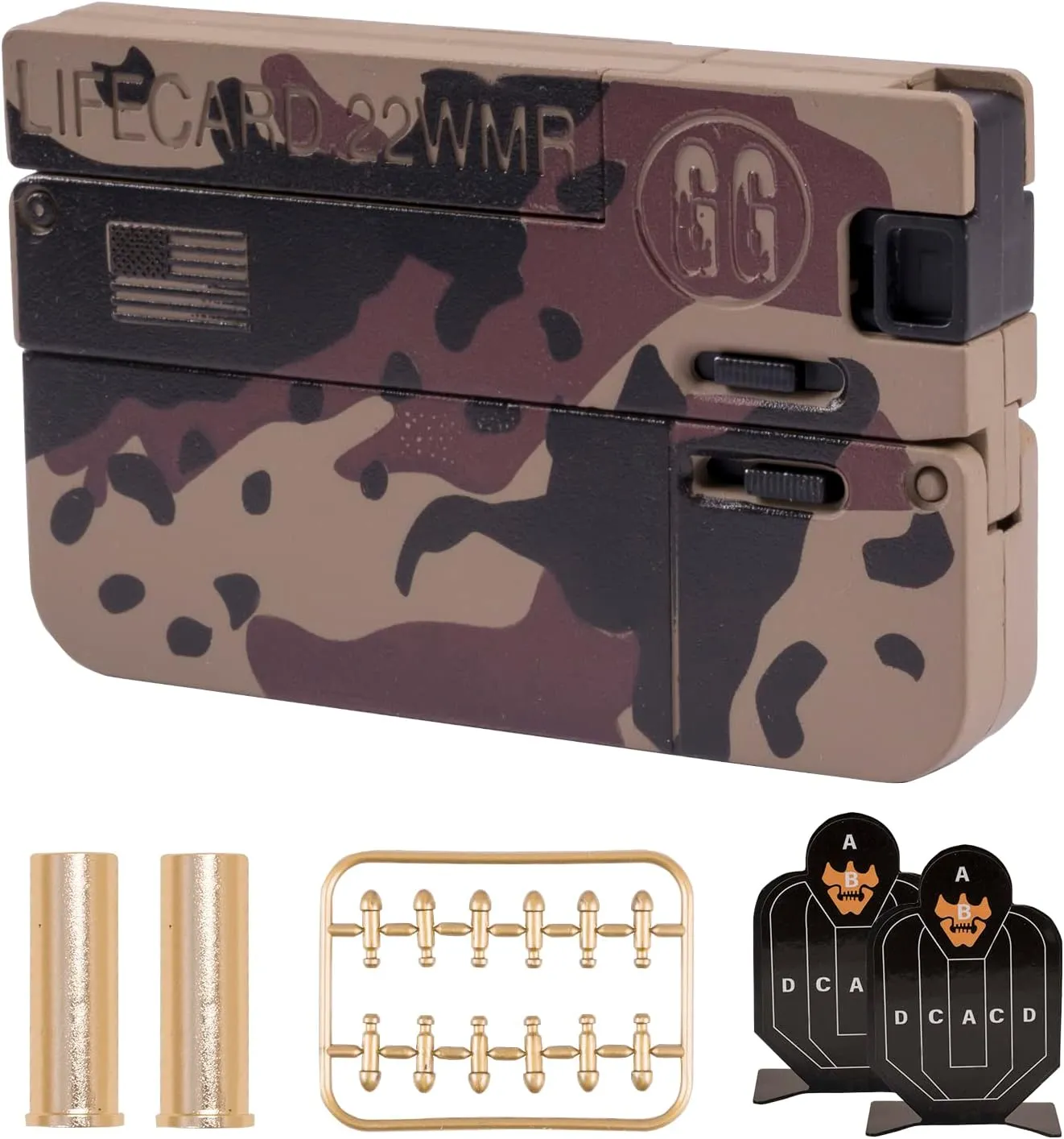 Life Card Toy Pistol Foldable Blaster Transforming Toys Shooting Gun Darts Guns Set for 5 6 7 8 Year Old Boys Gift Camouflage Stars