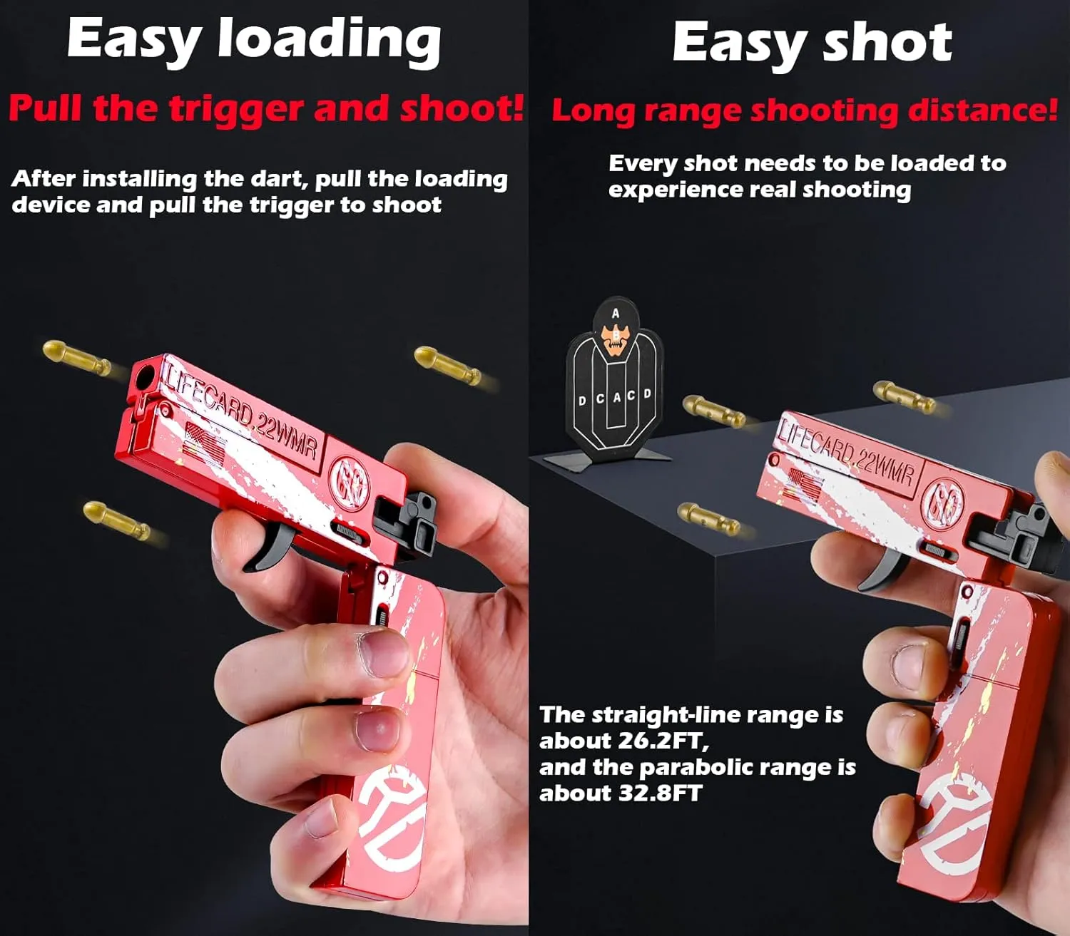 Life Card Toy Pistol Foldable Blaster Transforming Toys Shooting Gun Darts Guns Set for 5 6 7 8 Year Old Boys Gift Camouflage Stars