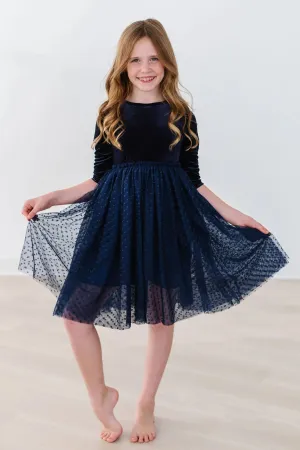 Light Navy Velvet Tutu Dress