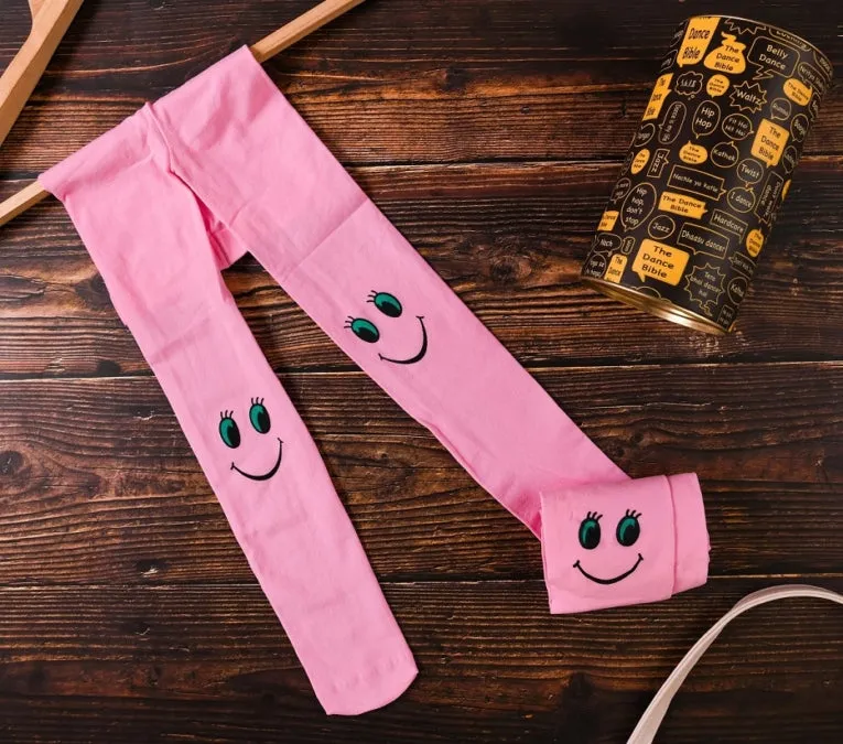 Light Pink Color Smiley Face Ballet Stockings for Kids