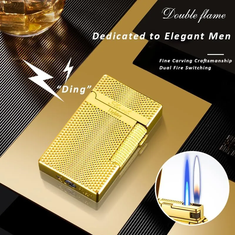 Lighters Soft Flame Lighter Retro Grinding Wheel Traditional Butane Torch Lighter with Adjustable Flame Dial Vertical Ignition Roller Classic Metal Relief Lighter (Black Wire Drawing)