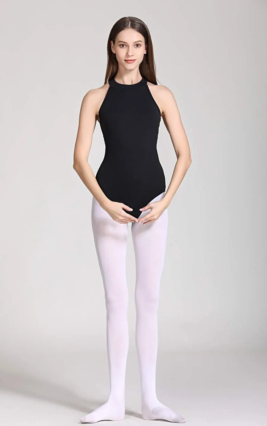 Limiles Women's Halter Neck Bodysuit Keyhole Back Gymnastic Ballet Dance Leotard Tops Dancewear Costumes