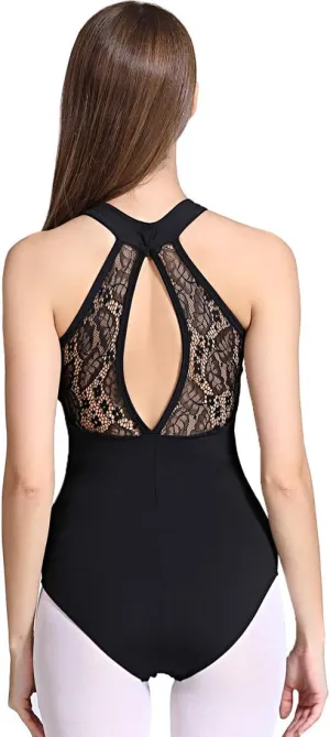 Limiles Women's Halter Neck Bodysuit Keyhole Back Gymnastic Ballet Dance Leotard Tops Dancewear Costumes