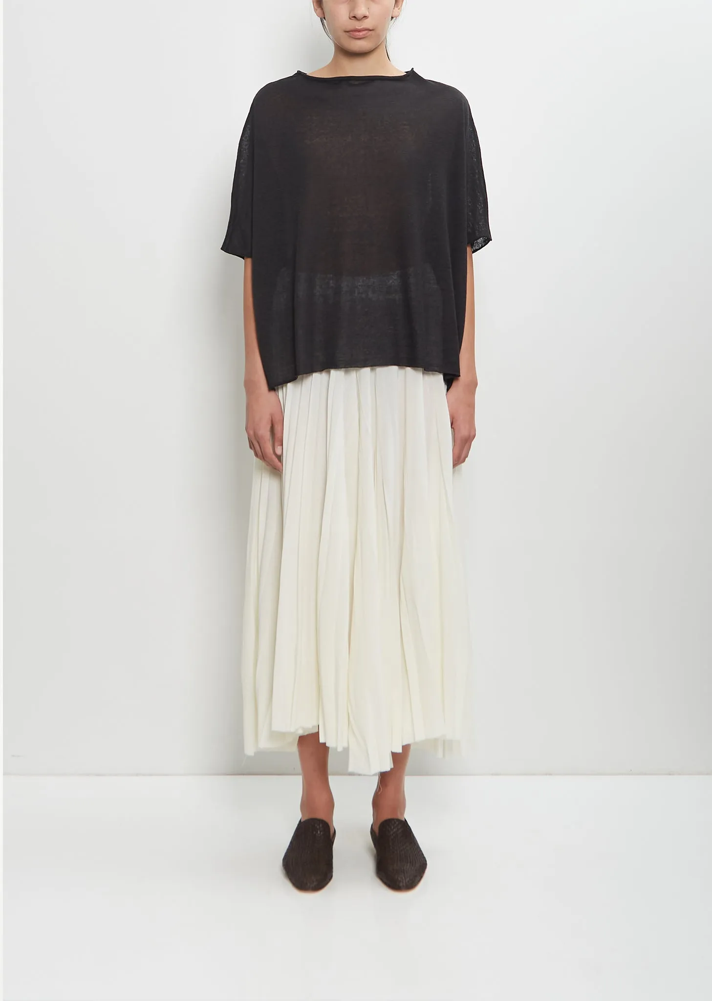 Linen Cashmere Easy T-Shirt Knitwear — Black