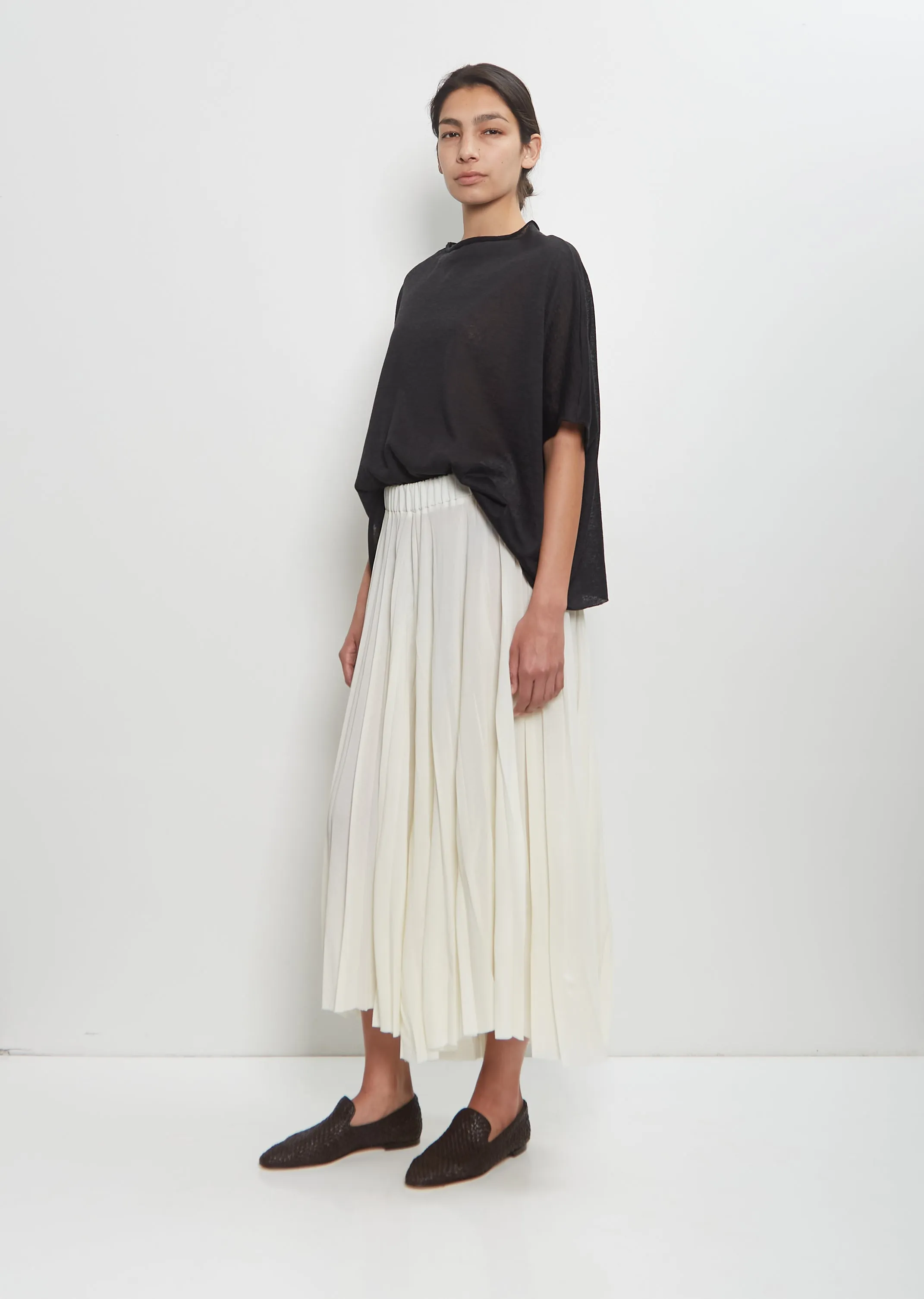 Linen Cashmere Easy T-Shirt Knitwear — Black