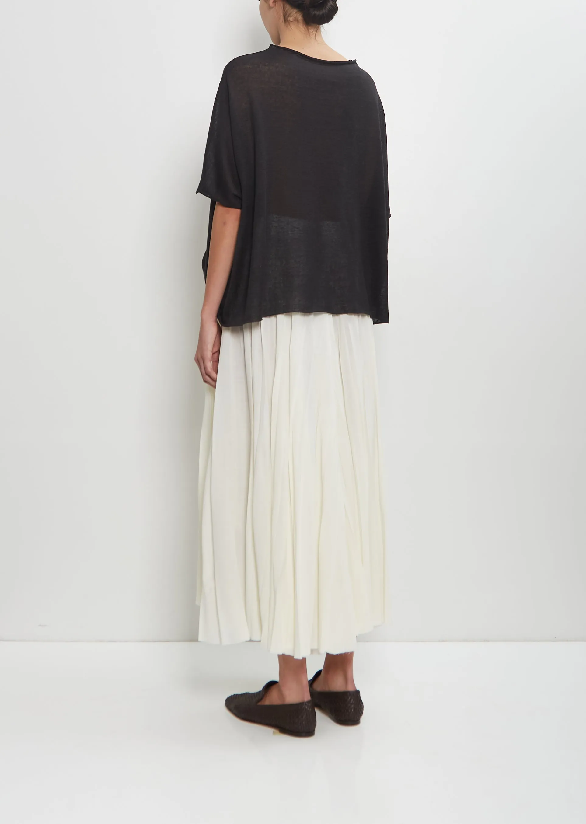 Linen Cashmere Easy T-Shirt Knitwear — Black