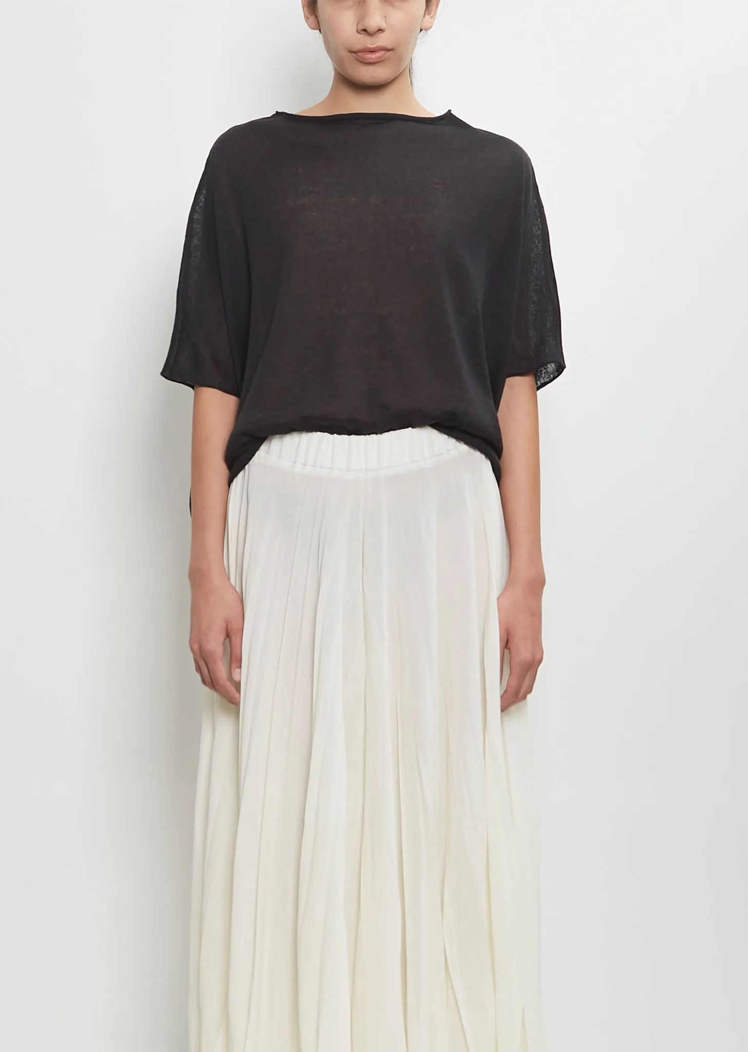 Linen Cashmere Easy T-Shirt Knitwear — Black