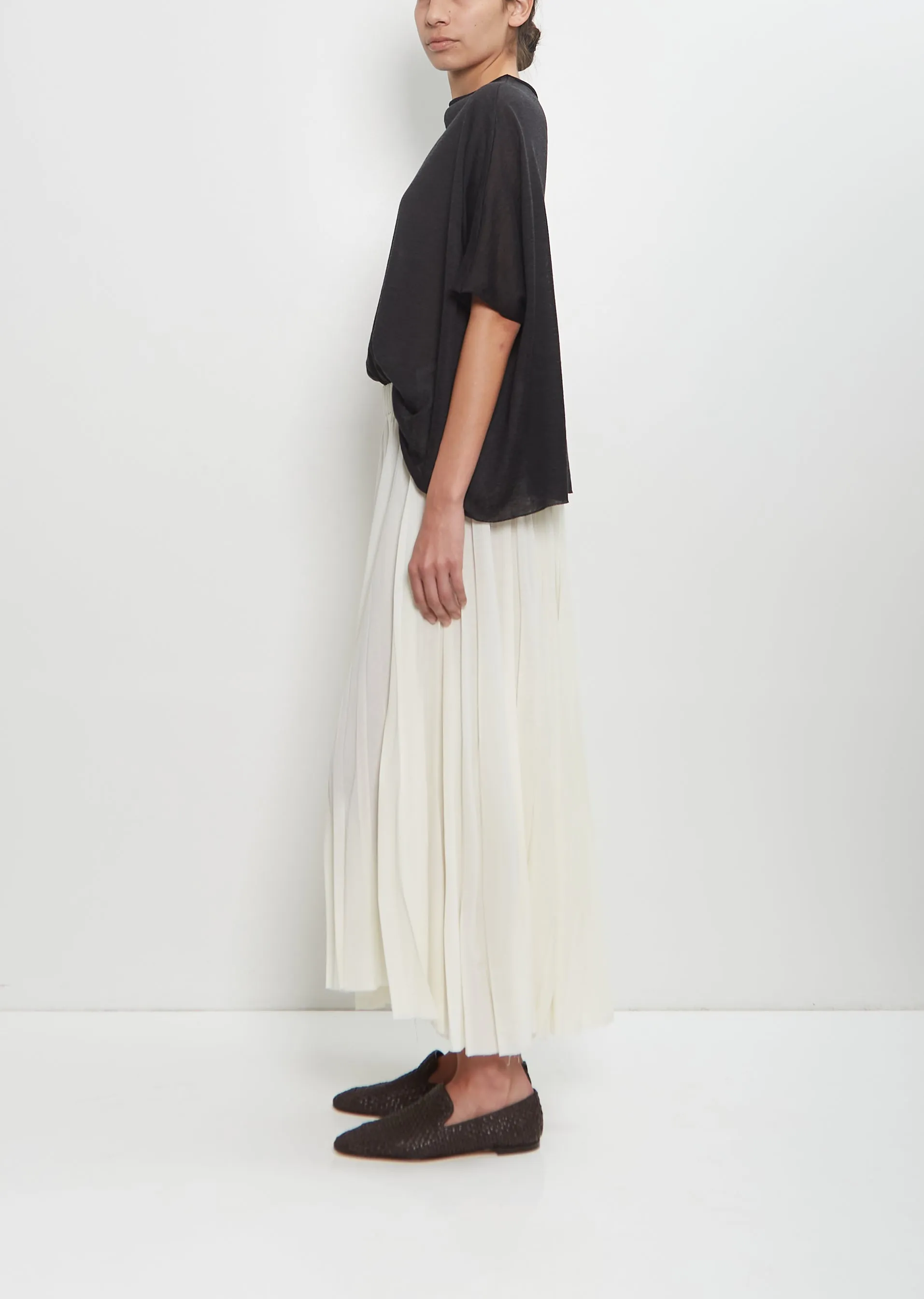 Linen Cashmere Easy T-Shirt Knitwear — Black
