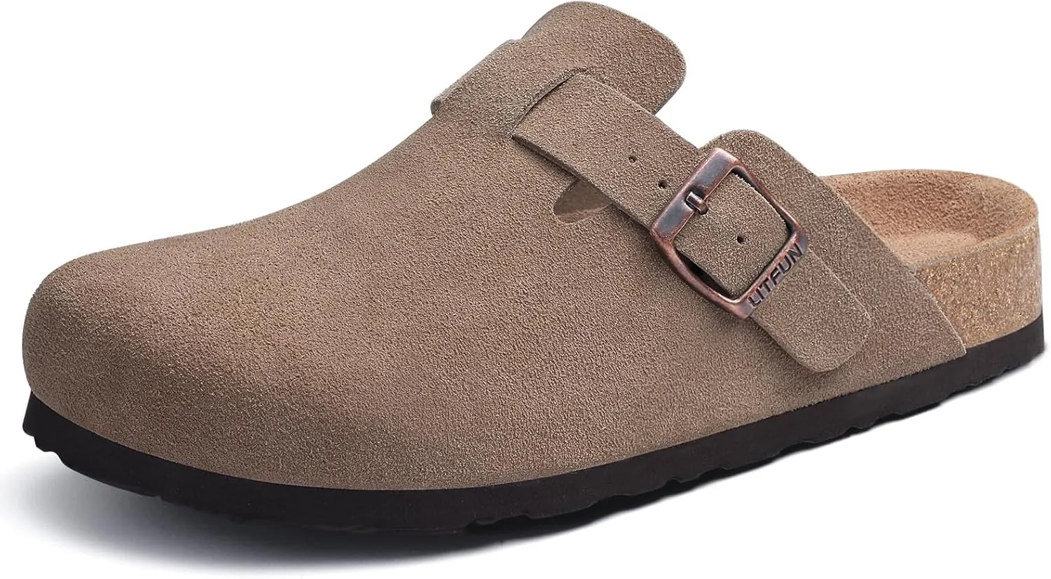 Litfun Women's Genuine Suede Clogs Soft Footbed Leather Potato Shoes Comfort Slip On Clogs with Arch Support