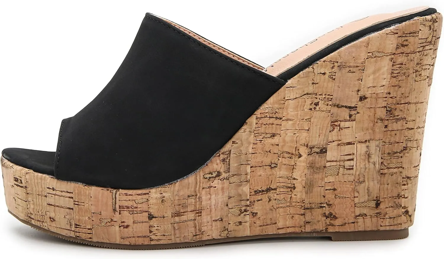 LizFoYa Women Peep Toe Slide Sandal Wedge High Heels Summer Beach Cork Platform Wedge Dressy Slipper Heels