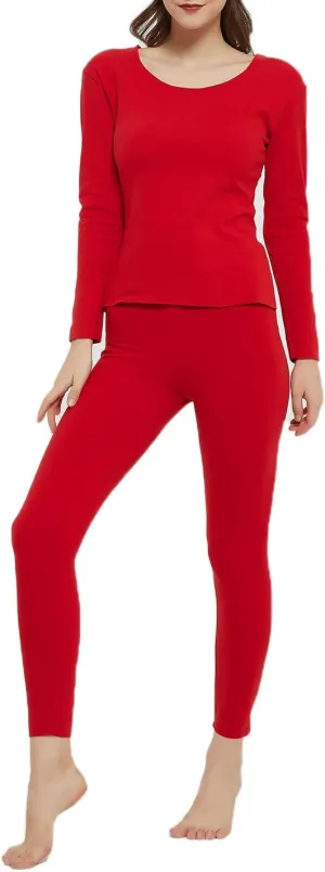 Locachy Cotton Thermal Underwear for Women Ultra Soft Long Johns Top & Bottom Set