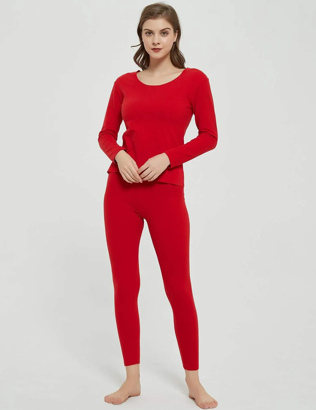 Locachy Cotton Thermal Underwear for Women Ultra Soft Long Johns Top & Bottom Set