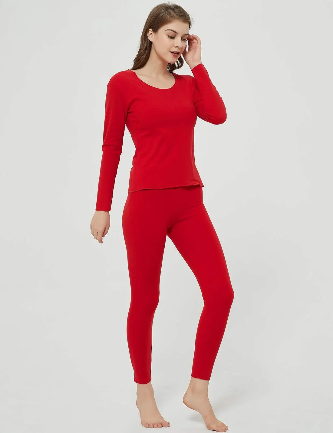 Locachy Cotton Thermal Underwear for Women Ultra Soft Long Johns Top & Bottom Set