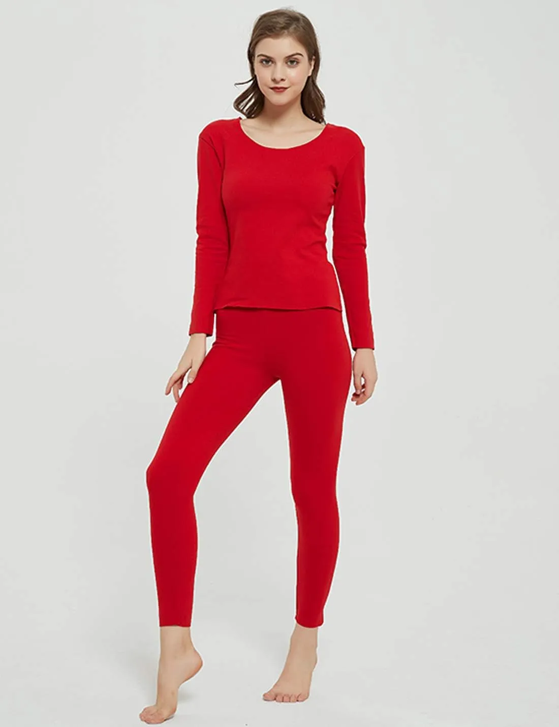 Locachy Cotton Thermal Underwear for Women Ultra Soft Long Johns Top & Bottom Set