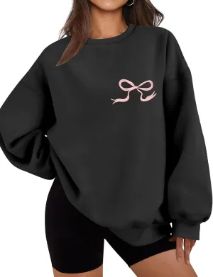 LOMON Oversized Sweatshirt for Women Crewneck Long Sleeve Casual Fleece Tops Graphic Hoodies Pullover Sweater
