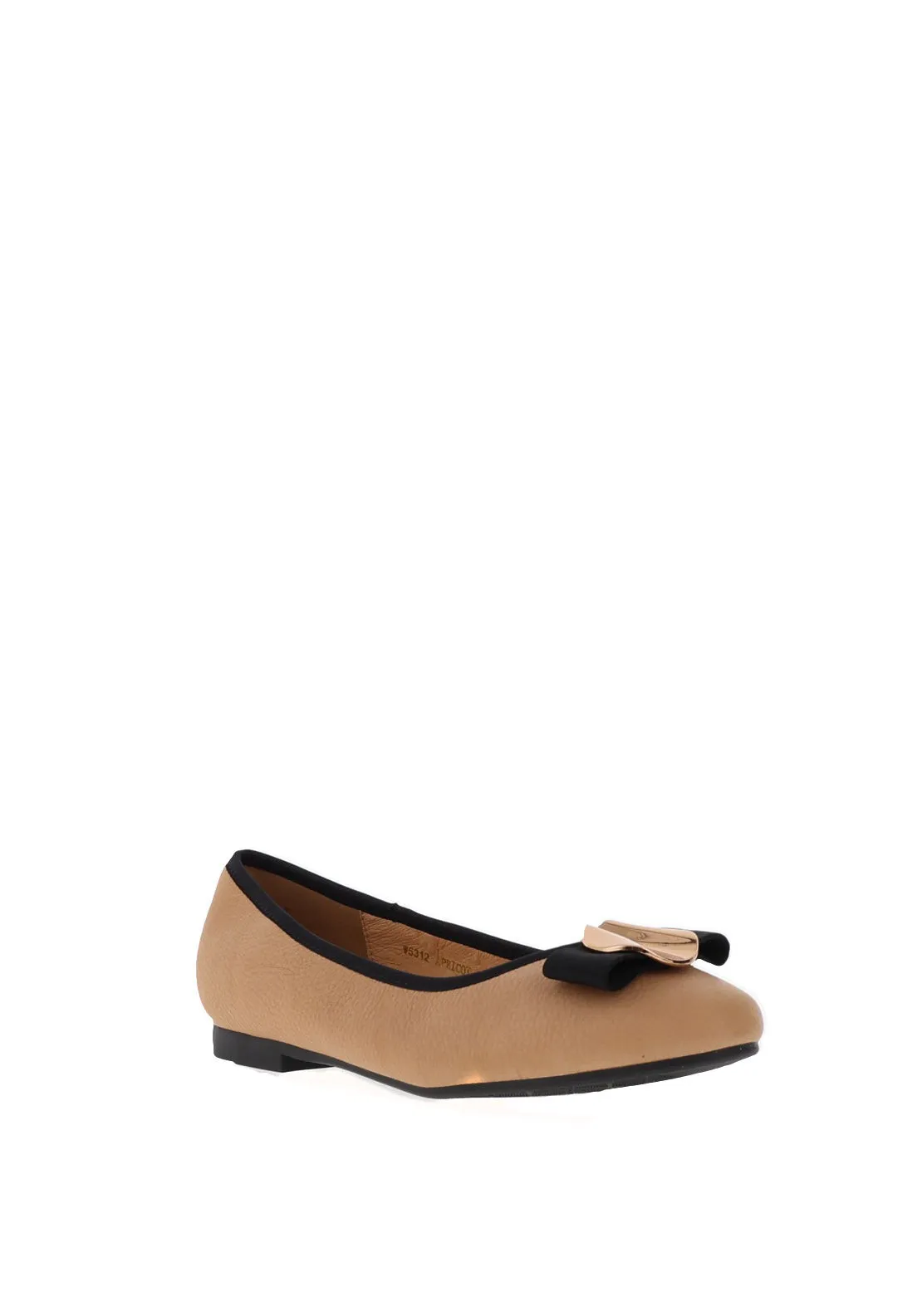Loretta Vitale Leather Flat Ballet Pumps, Tan