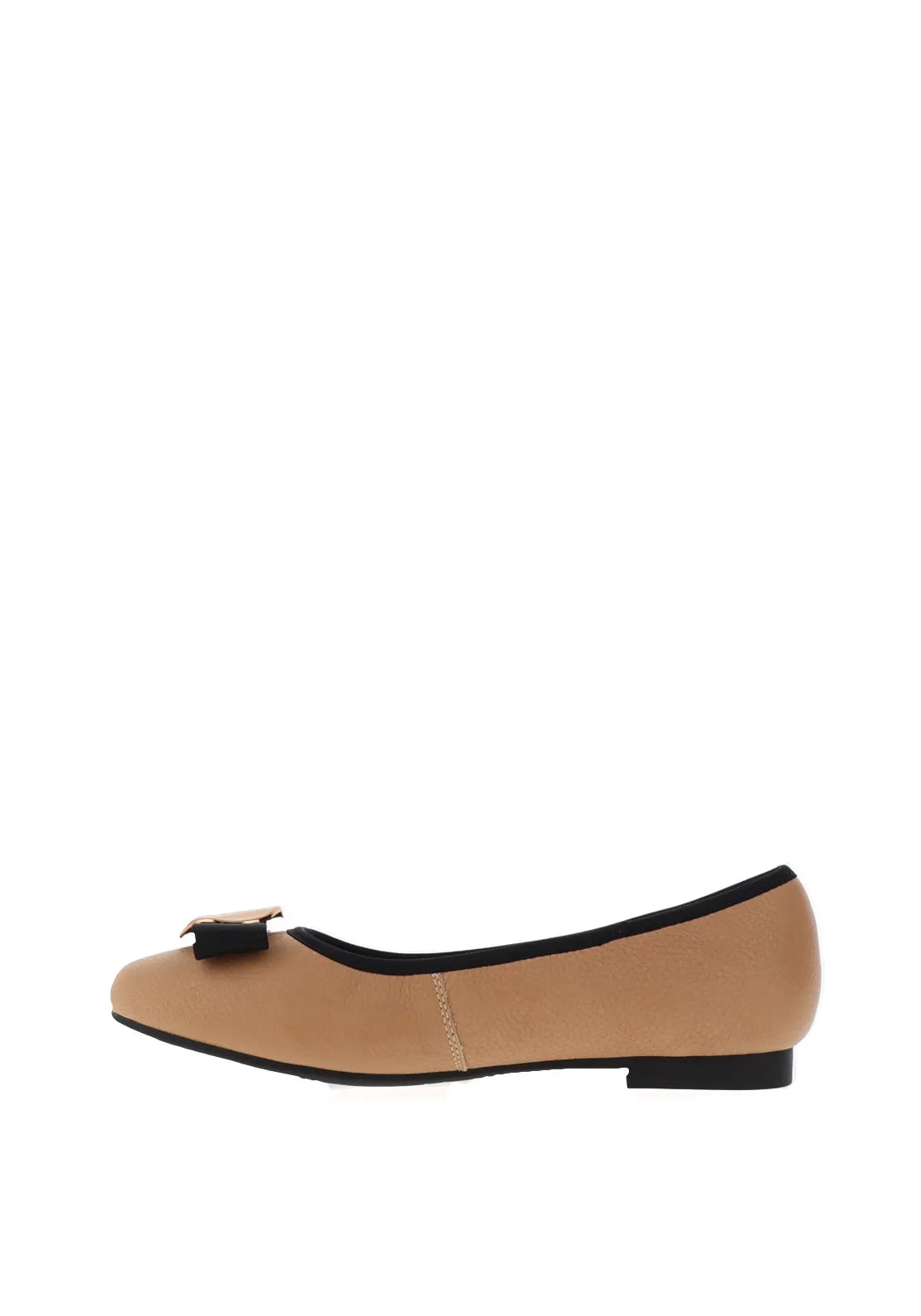 Loretta Vitale Leather Flat Ballet Pumps, Tan