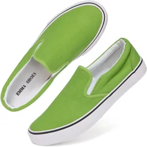 Low-Top Slip Ons Women's Fashion Sneakers Casual Canvas Sneakers for Women Comfortable Flats Breathable Padded Insole Slip on Sneakers Women Low Slip on Shoes