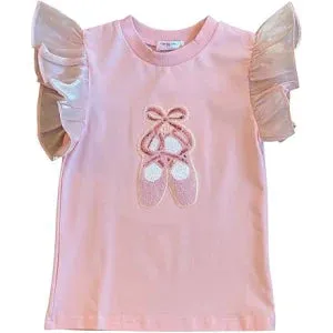 LuLu BeBe Light Pink Ballet Sequin Puff Sleeve Shirt