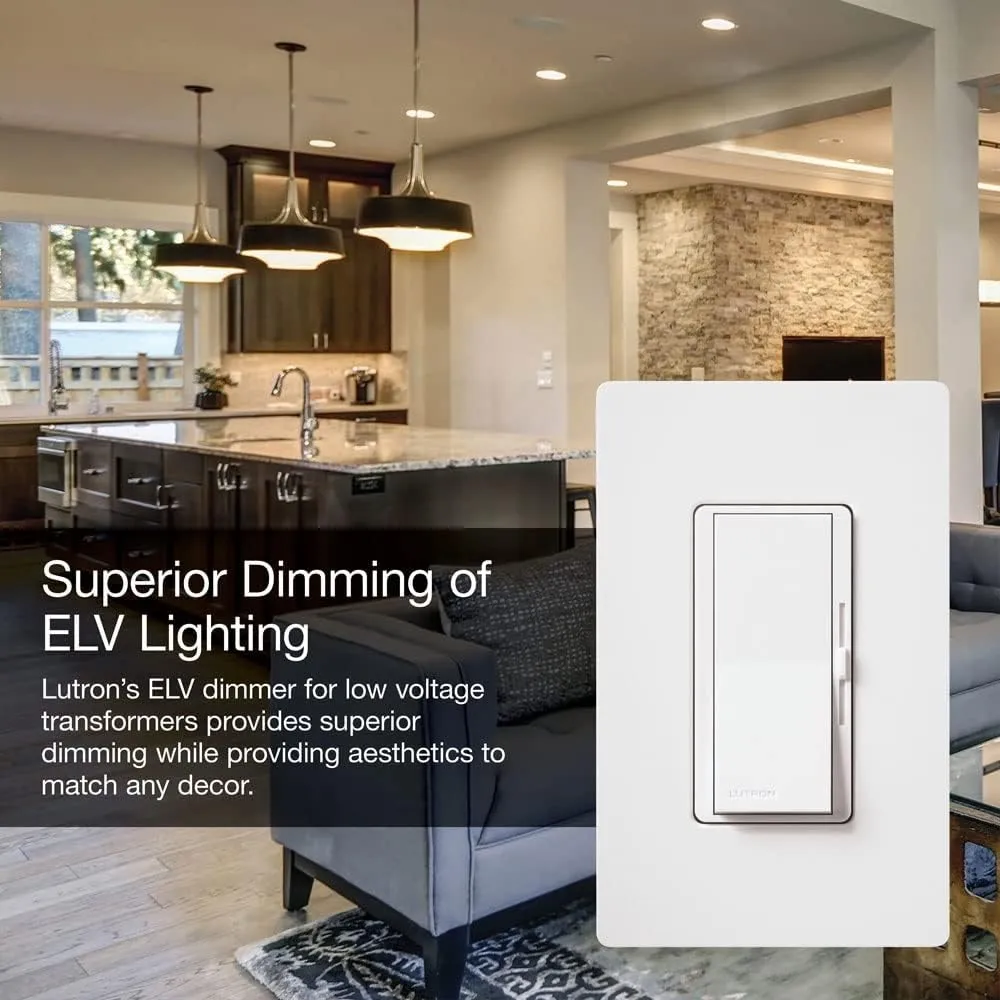 Lutron Diva Electronic Low Voltage Dimmer | 300-Watt, Single-Pole or 3-Way | DVELV-303P-BR, Brown