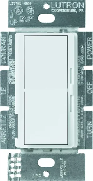 Lutron Diva Reverse-Phase (ELV) Dimmer Switch, 250W LED or 500W ELV, Single Pole/3-Way, 120V, Neutral Required, DVRP-253P-WH, White