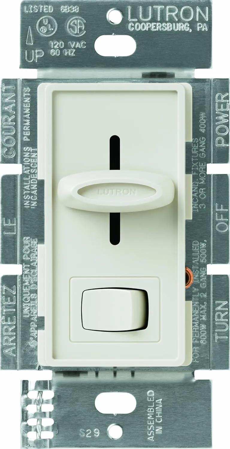 Lutron Skylark Dimmer Switch, Magnetic Low-Voltage 450-Watt/600 VA, Single-Pole, SLV-600P-LA, Light Almond