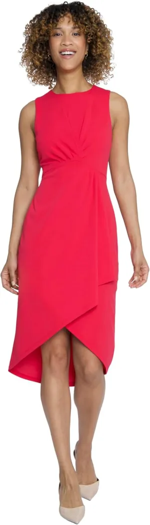 Maggy London Sleeveless Jewel Neck Asymmetrical Midi for Wedding Guest | Cocktail Dress for Women