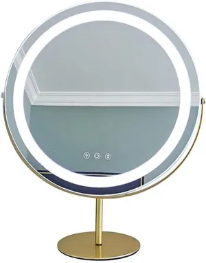 Makeup Mirror Round Desktop LED Makeup Mirror with Light, Smart Induction Touch Makeup Light Mirror, Rotatable Makeup Mirror Vanity Mirror