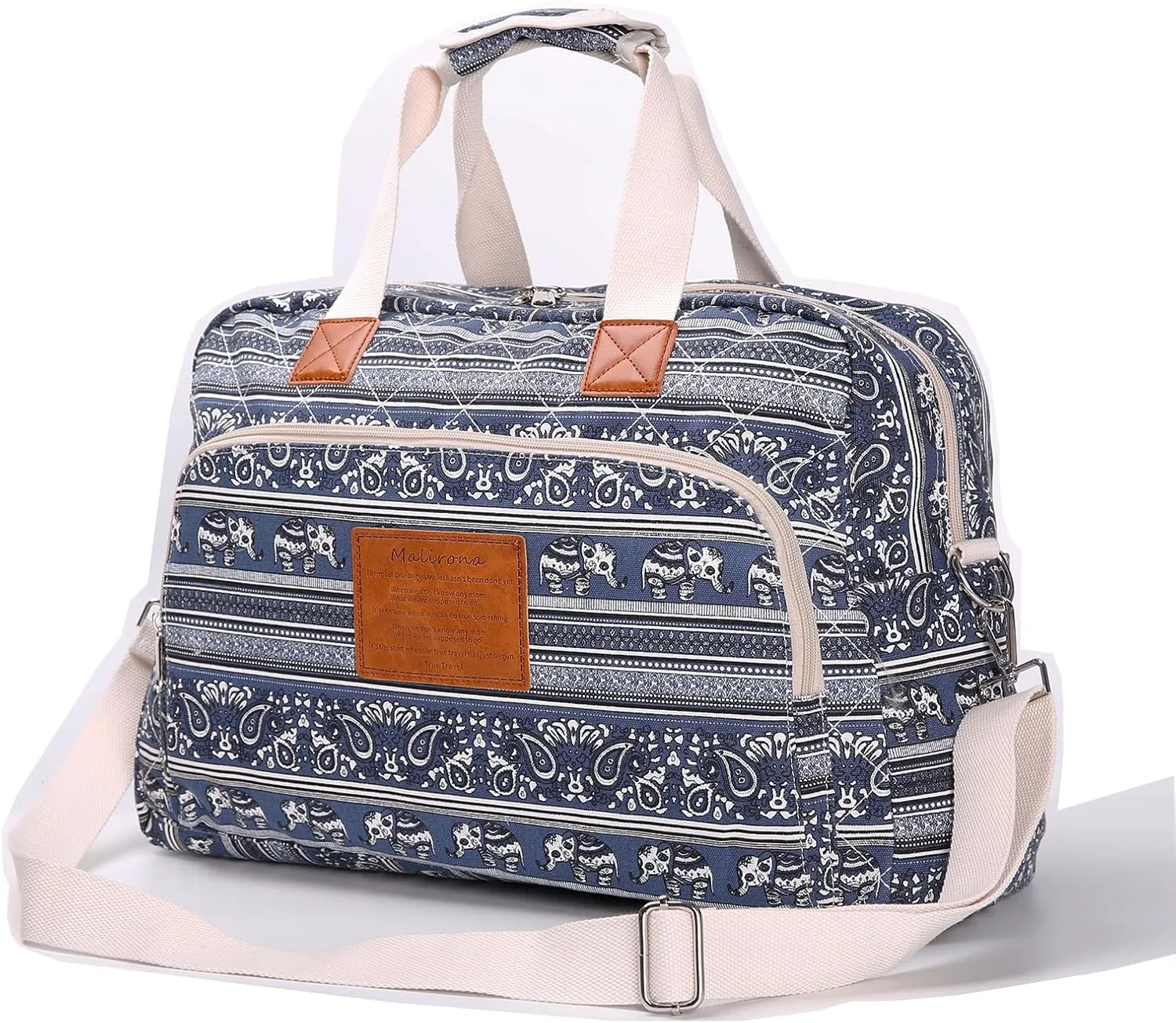 Malirona Canvas Overnight Bag Women Weekender Bag Carry On Travel Duffel Bag Floral