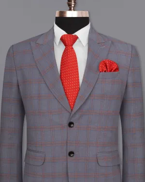 Manatee Grey Super fine Plaid Premium Cotton Blazer
