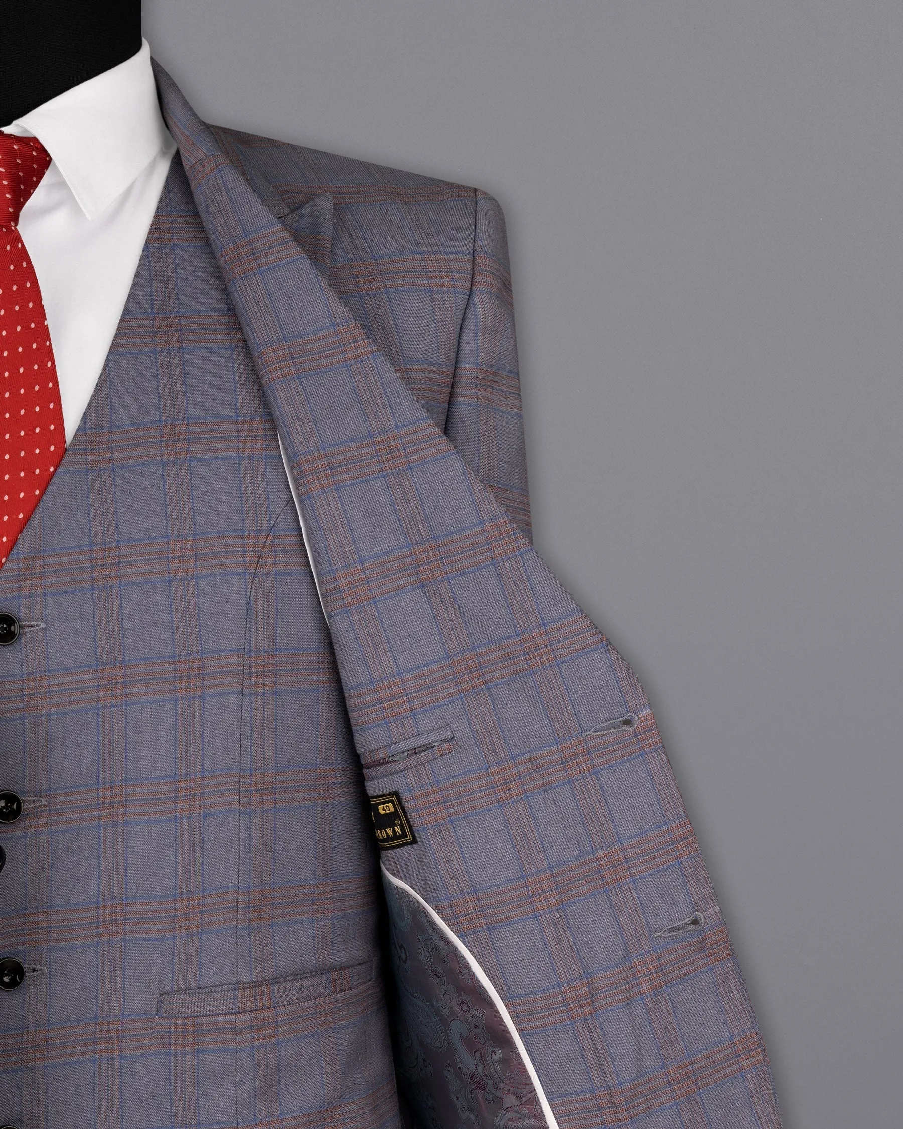 Manatee Grey Super fine Plaid Premium Cotton Blazer