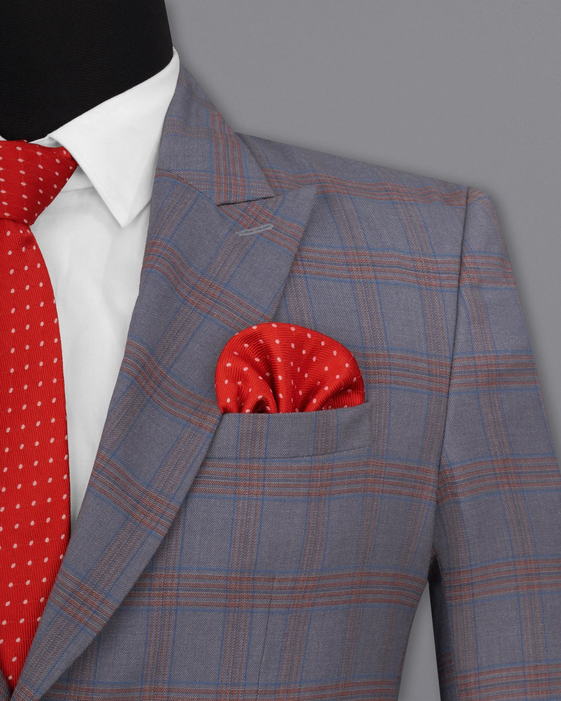 Manatee Grey Super fine Plaid Premium Cotton Blazer