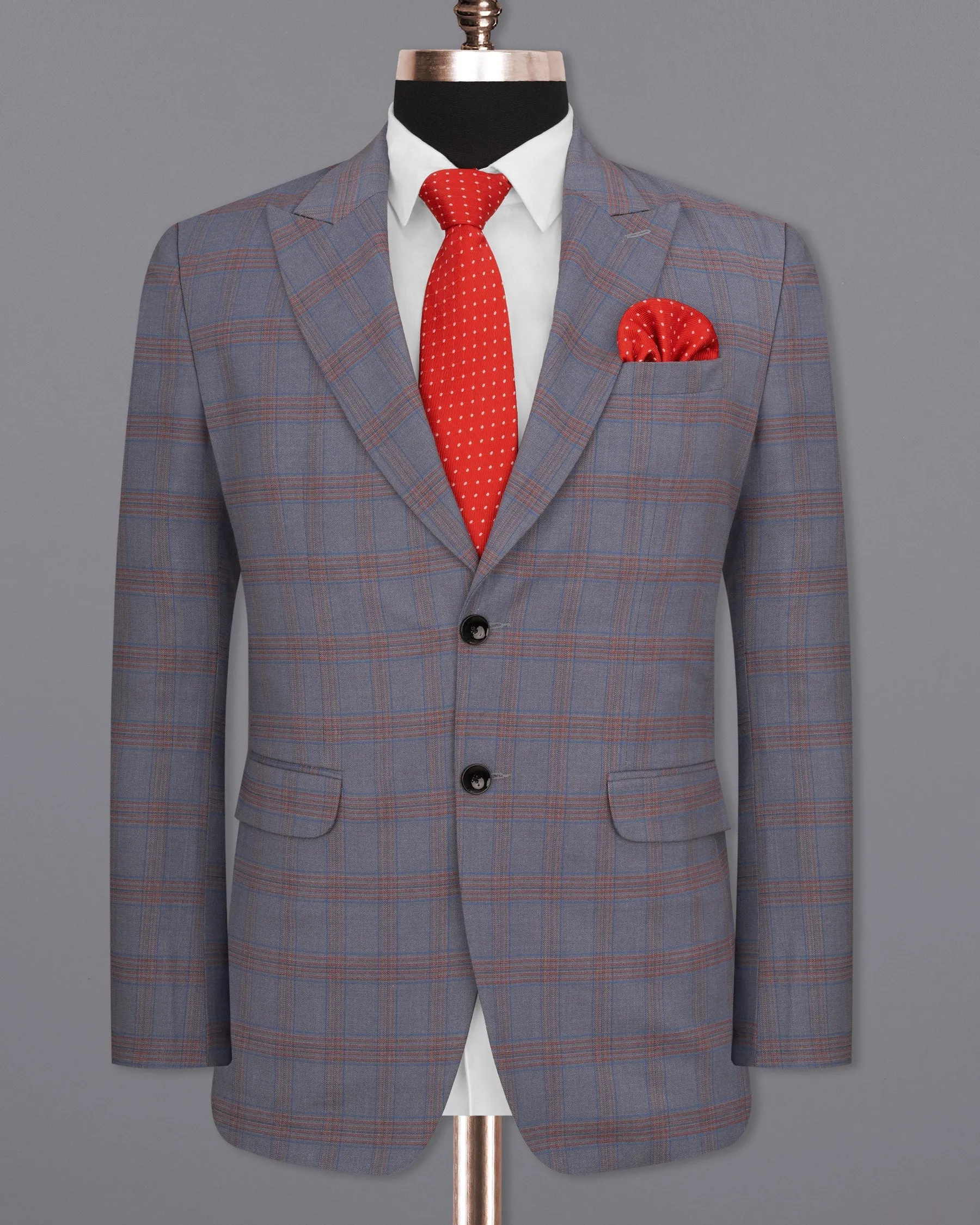 Manatee Grey Super fine Plaid Premium Cotton Blazer