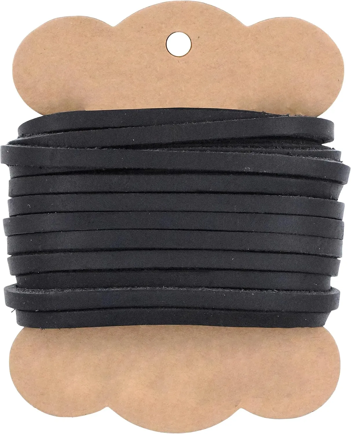 Mandala Crafts Black Leather Cord for Jewelry Making - 5.5 Yds 5mm Leather Strips for Crafts Braiding - Flat Genuine Leather Cord String Straps for Leather Boot Laces