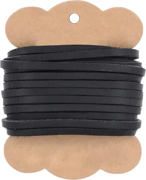 Mandala Crafts Black Leather Cord for Jewelry Making - 5.5 Yds 5mm Leather Strips for Crafts Braiding - Flat Genuine Leather Cord String Straps for Leather Boot Laces