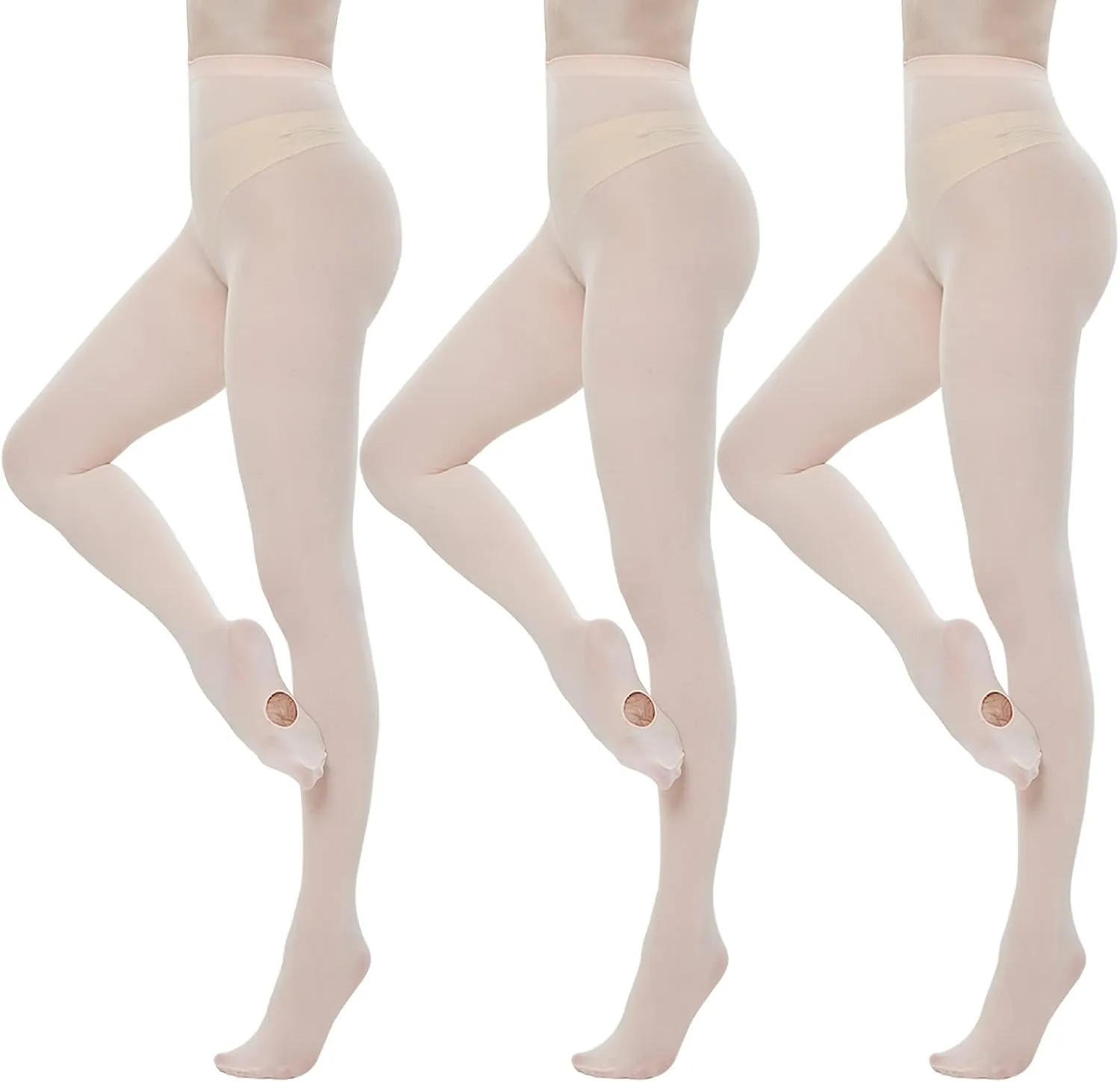 MANZI Dance Tights for Women Solid Color Ballet Tights Comfortable Convertible Opaque Tights Pack of 3