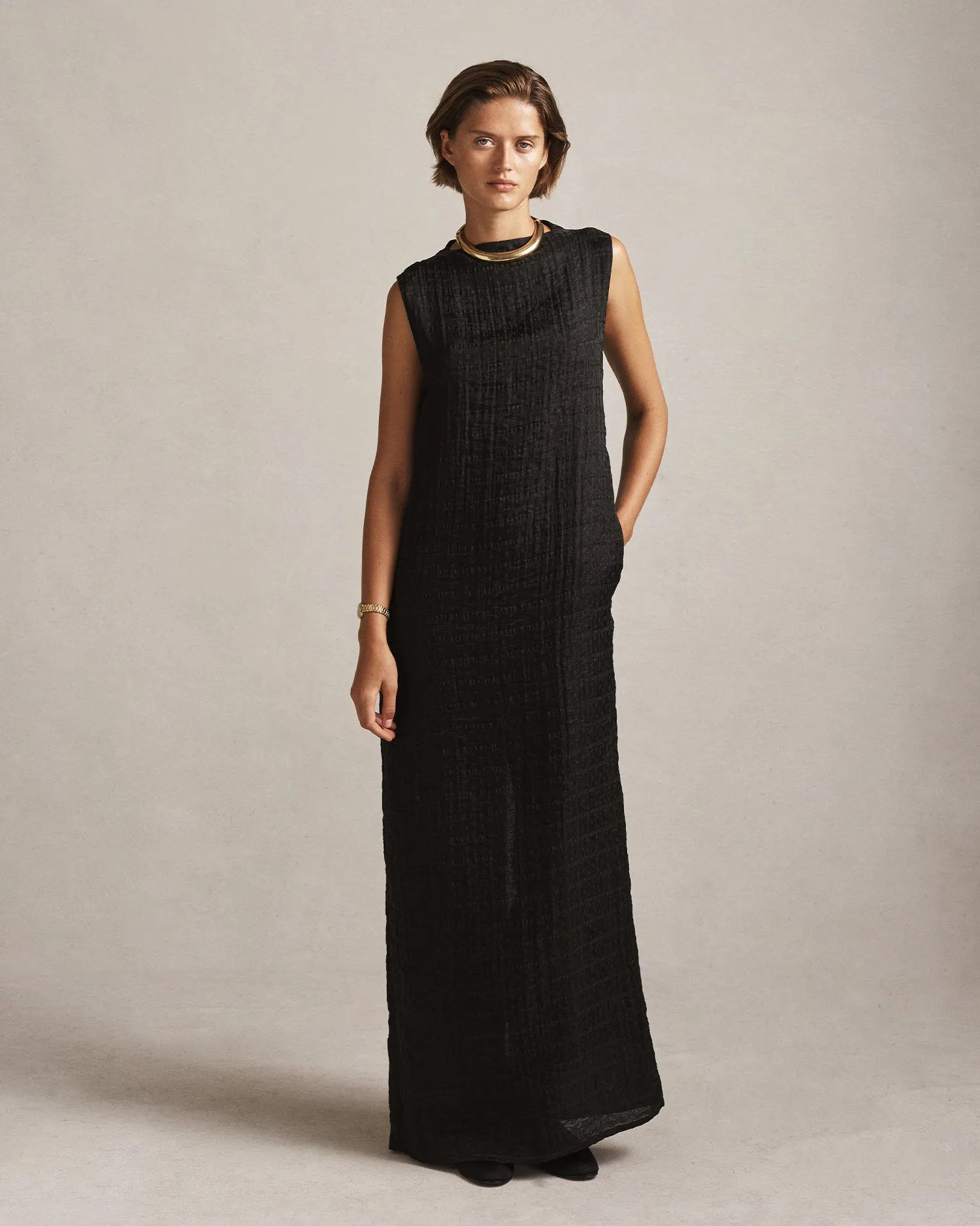 Mara Boat Neck Maxi Dress - Black