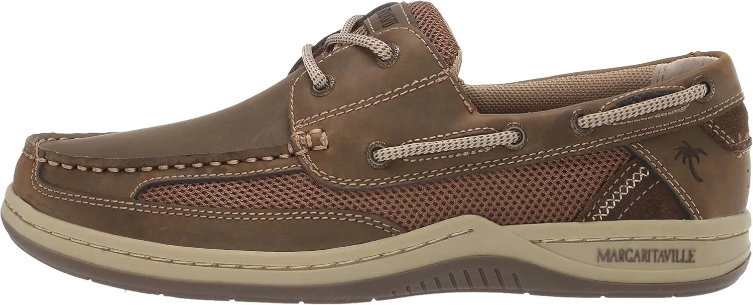 Margaritaville Mens Anchor Lace Boat Shoe, Light Tan, 9.5 US