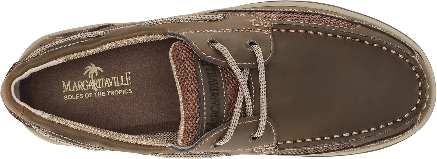 Margaritaville Mens Anchor Lace Boat Shoe, Light Tan, 9.5 US